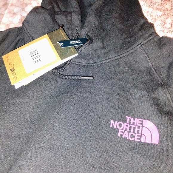 The North Face Black Hoodie with Pink and Light Blue Mountain Graphic New W/Tags - Picture 2 of 7